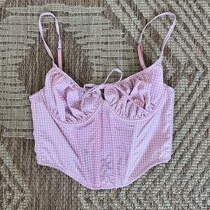Urban Outfitters Pink Gingham Corset Top